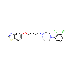 Clc1cccc(N2CCCN(CCCCOc3ccc4scnc4c3)CC2)c1Cl ZINC000095553219