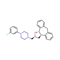 Clc1cccc(N2CCN(C[C@@H]3C[C@@H]4c5ccccc5Cc5ccccc5[C@H]4O3)CC2)c1 ZINC000026663688