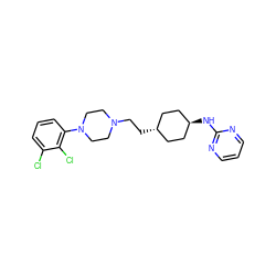 Clc1cccc(N2CCN(CC[C@H]3CC[C@H](Nc4ncccn4)CC3)CC2)c1Cl ZINC000253681834