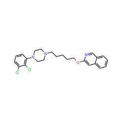 Clc1cccc(N2CCN(CCCCCOc3cc4ccccc4cn3)CC2)c1Cl ZINC000040955299