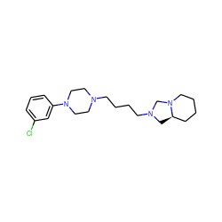 Clc1cccc(N2CCN(CCCCN3C[C@@H]4CCCCN4C3)CC2)c1 ZINC000019332333