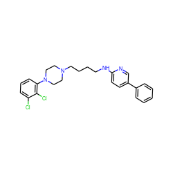 Clc1cccc(N2CCN(CCCCNc3ccc(-c4ccccc4)cn3)CC2)c1Cl ZINC000058582929