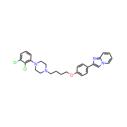 Clc1cccc(N2CCN(CCCCOc3ccc(-c4cn5ccccc5n4)cc3)CC2)c1Cl ZINC000028711423