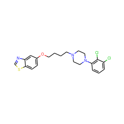 Clc1cccc(N2CCN(CCCCOc3ccc4scnc4c3)CC2)c1Cl ZINC000095553695