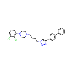 Clc1cccc(N2CCN(CCCCn3cc(-c4ccc(-c5ccccc5)cc4)nn3)CC2)c1Cl ZINC000473102037