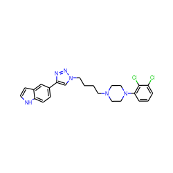 Clc1cccc(N2CCN(CCCCn3cc(-c4ccc5[nH]ccc5c4)nn3)CC2)c1Cl ZINC000473099492