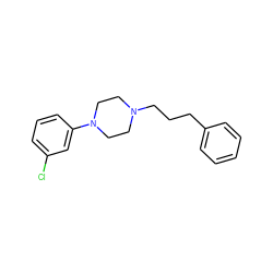 Clc1cccc(N2CCN(CCCc3ccccc3)CC2)c1 ZINC000000757031