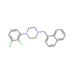 Clc1cccc(N2CCN(Cc3cccc4ccccc34)CC2)c1Cl ZINC000096283198