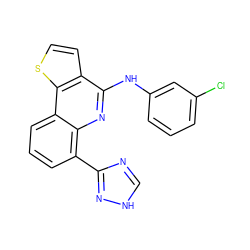 Clc1cccc(Nc2nc3c(-c4nc[nH]n4)cccc3c3sccc23)c1 ZINC000084632322