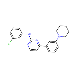 Clc1cccc(Nc2nccc(-c3cccc(N4CCCCC4)c3)n2)c1 ZINC000029126190