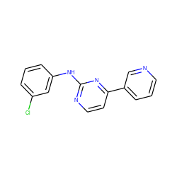 Clc1cccc(Nc2nccc(-c3cccnc3)n2)c1 ZINC000029559022