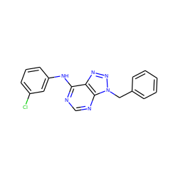 Clc1cccc(Nc2ncnc3c2nnn3Cc2ccccc2)c1 ZINC000013778527