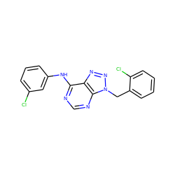 Clc1cccc(Nc2ncnc3c2nnn3Cc2ccccc2Cl)c1 ZINC000013778531