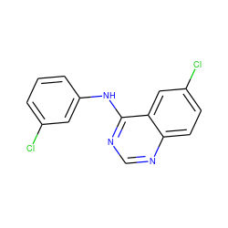 Clc1cccc(Nc2ncnc3ccc(Cl)cc23)c1 ZINC000014944567