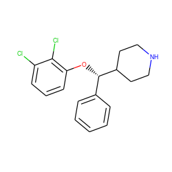 Clc1cccc(O[C@@H](c2ccccc2)C2CCNCC2)c1Cl ZINC000042989160