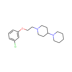 Clc1cccc(OCCN2CCC(N3CCCCC3)CC2)c1 ZINC000040860726