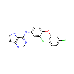 Clc1cccc(Oc2ccc(Nc3ncnc4cc[nH]c34)cc2Cl)c1 ZINC000073169957