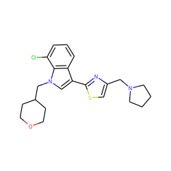 Clc1cccc2c(-c3nc(CN4CCCC4)cs3)cn(CC3CCOCC3)c12 ZINC000071294232