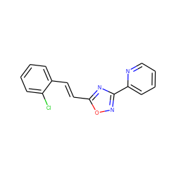 Clc1ccccc1/C=C/c1nc(-c2ccccn2)no1 ZINC000004978570