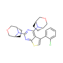 Clc1ccccc1-c1csc2nc(N3[C@H]4CC[C@H]3COC4)nc(N3[C@H]4CC[C@H]3COC4)c12 ZINC000653762250