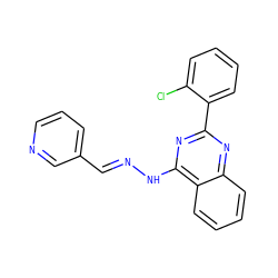 Clc1ccccc1-c1nc(N/N=C/c2cccnc2)c2ccccc2n1 ZINC000004863104