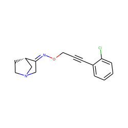 Clc1ccccc1C#CCO/N=C1\CN2CC[C@H]1C2 ZINC000013780114