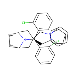 Clc1ccccc1C(c1ccccc1Cl)N1[C@H]2CC[C@@H]1C[C@](Cc1ccccc1)(CN1CCCC1)C2 ZINC000299819469