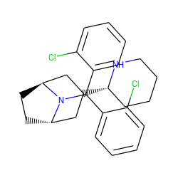 Clc1ccccc1C(c1ccccc1Cl)N1[C@H]2CC[C@H]1CC([C@H]1CCCCN1)C2 ZINC000101273445