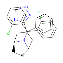 Clc1ccccc1C(c1ccccc1Cl)N1[C@H]2CC[C@H]1CC(c1ccccc1)(c1nc[nH]n1)C2 ZINC000101196315