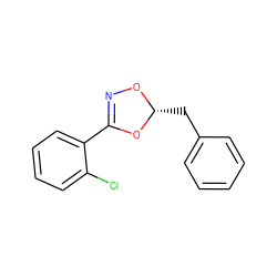 Clc1ccccc1C1=NO[C@H](Cc2ccccc2)O1 ZINC000095581823