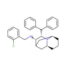 Clc1ccccc1CN[C@H]1C2C[C@@H]3CCC[C@H](C2)N3[C@H]1C(c1ccccc1)c1ccccc1 ZINC000022937454