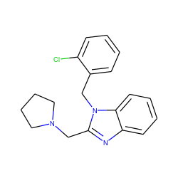 Clc1ccccc1Cn1c(CN2CCCC2)nc2ccccc21 ZINC000027757696