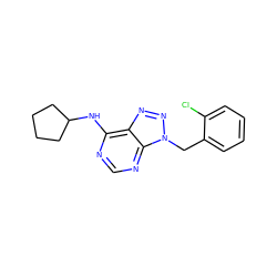 Clc1ccccc1Cn1nnc2c(NC3CCCC3)ncnc21 ZINC000013778485