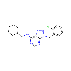 Clc1ccccc1Cn1nnc2c(NCC3CCCCC3)ncnc21 ZINC000001349181