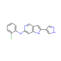 Clc1ccccc1Nc1cc2[nH]c(-c3cn[nH]c3)cc2cn1 ZINC000103250539