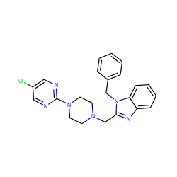 Clc1cnc(N2CCN(Cc3nc4ccccc4n3Cc3ccccc3)CC2)nc1 ZINC000045352297