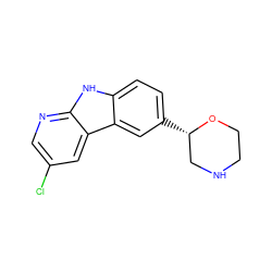 Clc1cnc2[nH]c3ccc([C@H]4CNCCO4)cc3c2c1 ZINC000205124500