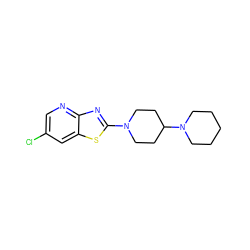 Clc1cnc2nc(N3CCC(N4CCCCC4)CC3)sc2c1 ZINC000045290392