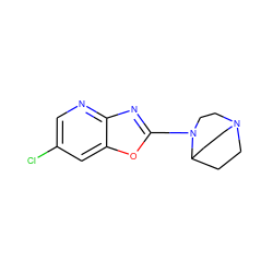 Clc1cnc2nc(N3CCN4CCC3CC4)oc2c1 ZINC000038458305