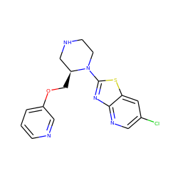 Clc1cnc2nc(N3CCNC[C@@H]3COc3cccnc3)sc2c1 ZINC000114581098