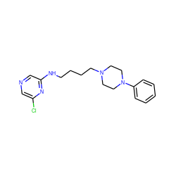 Clc1cncc(NCCCCN2CCN(c3ccccc3)CC2)n1 ZINC000053573655