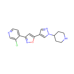 Clc1cnccc1-c1cc(-c2cnn(C3CCNCC3)c2)on1 ZINC000045483986