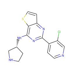 Clc1cnccc1-c1nc(N[C@@H]2CCNC2)c2sccc2n1 ZINC000223667455