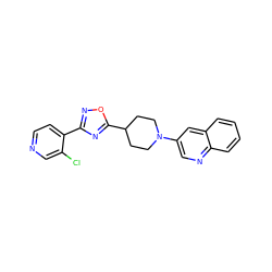 Clc1cnccc1-c1noc(C2CCN(c3cnc4ccccc4c3)CC2)n1 ZINC000040875326