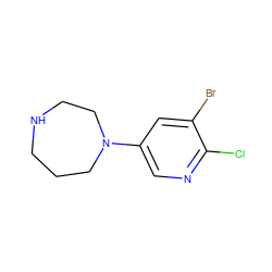 Clc1ncc(N2CCCNCC2)cc1Br ZINC000013703921