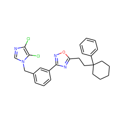 Clc1ncn(Cc2cccc(-c3noc(CCC4(c5ccccc5)CCCCC4)n3)c2)c1Cl ZINC000114751264