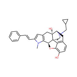 Cn1c(/C=C/c2ccccc2)cc2c1[C@@H]1Oc3c(O)ccc4c3[C@@]13CCN(CC1CC1)[C@H](C4)[C@]3(O)C2 ZINC000058591212