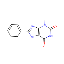 Cn1c(=O)[nH]c(=O)c2[nH]c(-c3ccccc3)nc21 ZINC000001429457