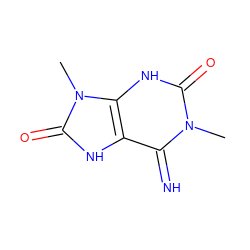 Cn1c(=O)[nH]c2c([nH]c(=O)n2C)c1=N ZINC000101364259