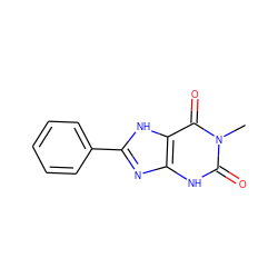 Cn1c(=O)[nH]c2nc(-c3ccccc3)[nH]c2c1=O ZINC000018270697